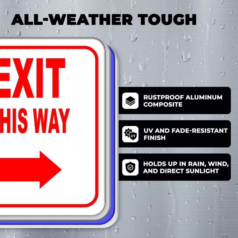 Work House Signs Exit This Way - Left Arrow Sign - Direction for Exit Sign, Aluminum Signs For Business - Bar Signage, Coffee Shop - Retail Store Signage - Indoor Outdoor Aluminum Signs - 8.5" X 10" - Image 3